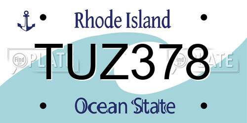 TUZ378 Rhode Island License Plate