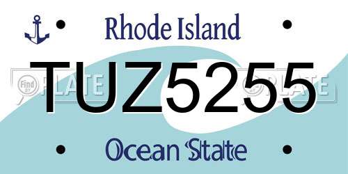 TUZ5255 Rhode Island License Plate