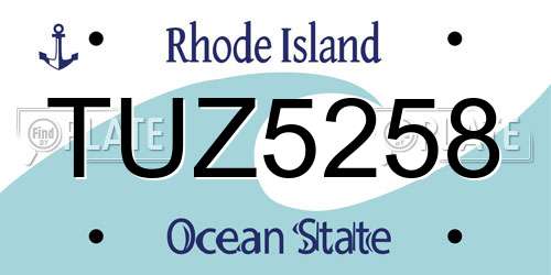 TUZ5258 Rhode Island License Plate