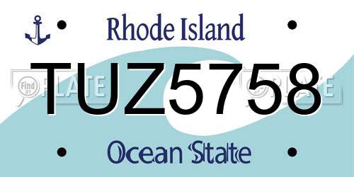 TUZ5758 Rhode Island License Plate