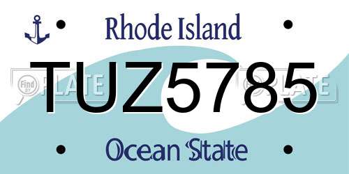 TUZ5785 Rhode Island License Plate