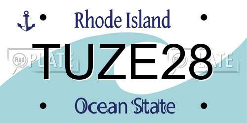 TUZE28 Rhode Island License Plate