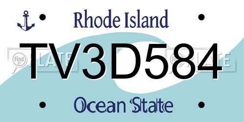 TV3D584 Rhode Island License Plate