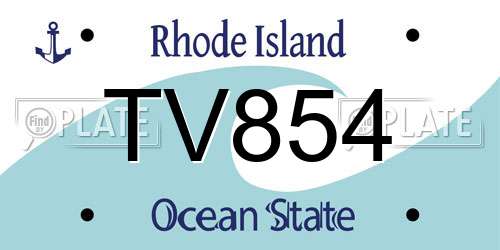 TV854 Rhode Island License Plate