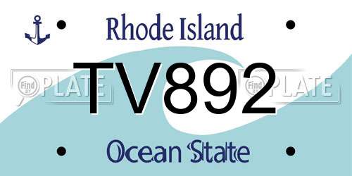 TV892 Rhode Island License Plate