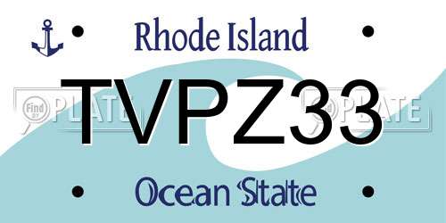 TVPZ33 Rhode Island License Plate