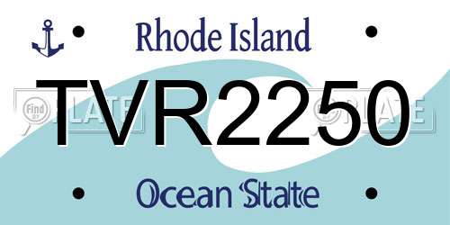 TVR2250 Rhode Island License Plate