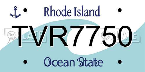 TVR7750 Rhode Island License Plate