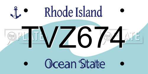 TVZ674 Rhode Island License Plate