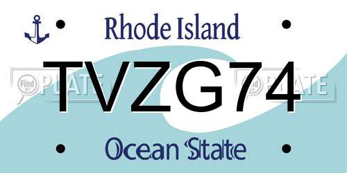 TVZG74 Rhode Island License Plate