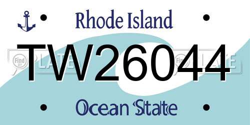 TW26044 Rhode Island License Plate