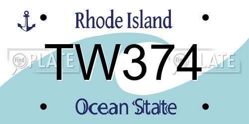 TW374 Rhode Island License Plate