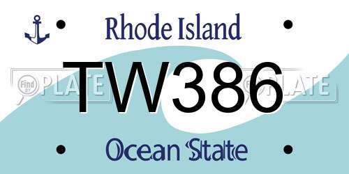 TW386 Rhode Island License Plate