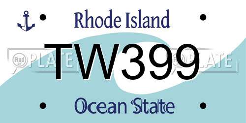 TW399 Rhode Island License Plate