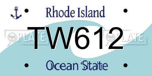 TW612 Rhode Island License Plate