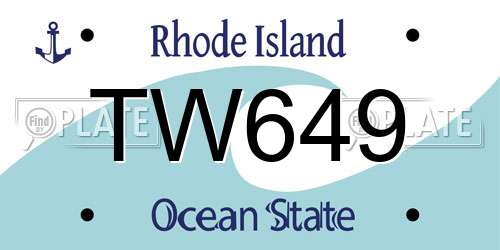 TW649 Rhode Island License Plate