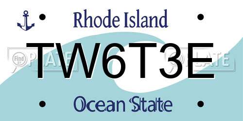 TW6T3E Rhode Island License Plate