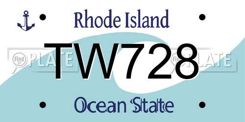 TW728 Rhode Island License Plate