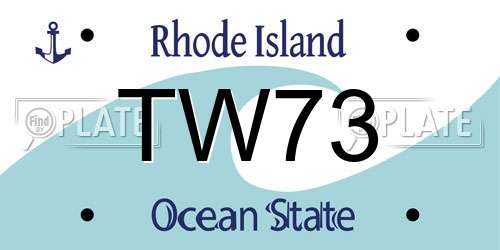 TW73 Rhode Island License Plate
