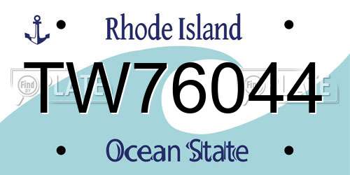 TW76044 Rhode Island License Plate