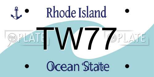 TW77 Rhode Island License Plate