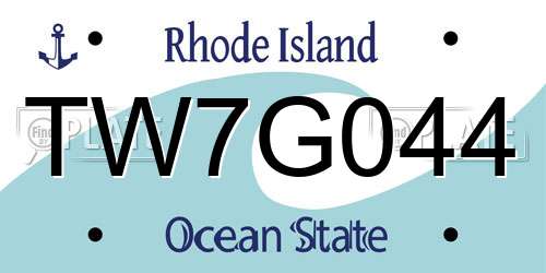 TW7G044 Rhode Island License Plate