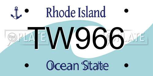 TW966 Rhode Island License Plate