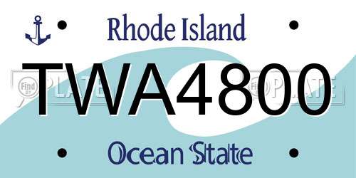 TWA4800 Rhode Island License Plate