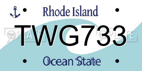 TWG733 Rhode Island License Plate