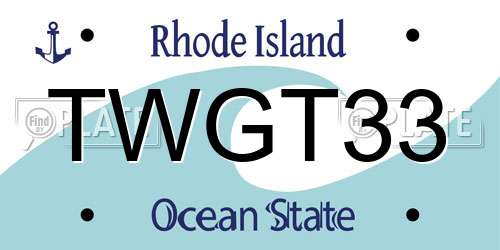 TWGT33 Rhode Island License Plate