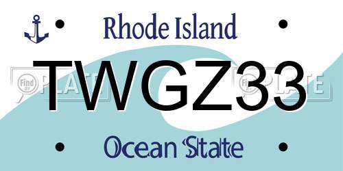 TWGZ33 Rhode Island License Plate