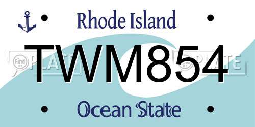 TWM854 Rhode Island License Plate