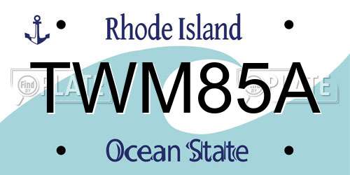 TWM85A Rhode Island License Plate