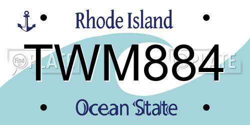TWM884 Rhode Island License Plate