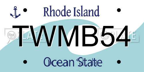 TWMB54 Rhode Island License Plate