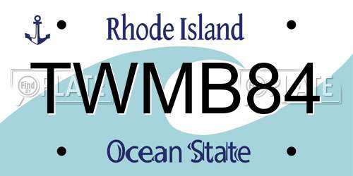 TWMB84 Rhode Island License Plate