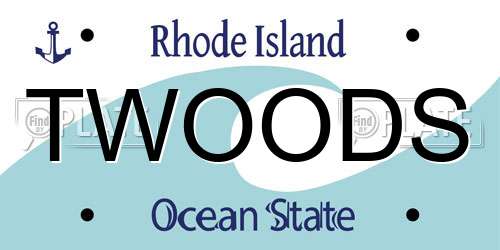 TWOODS Rhode Island License Plate