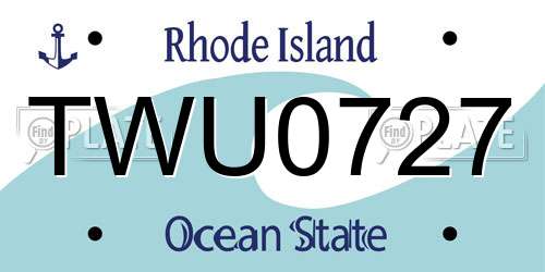 TWU0727 Rhode Island License Plate