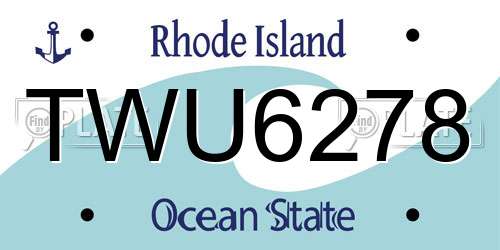 TWU6278 Rhode Island License Plate