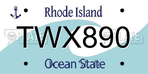 TWX890 Rhode Island License Plate