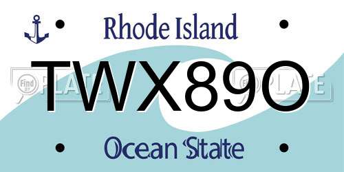 TWX89O Rhode Island License Plate