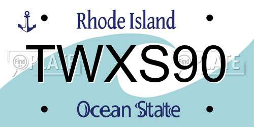 TWXS90 Rhode Island License Plate