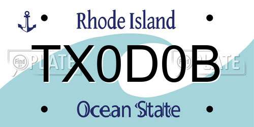 TX0D0B Rhode Island License Plate