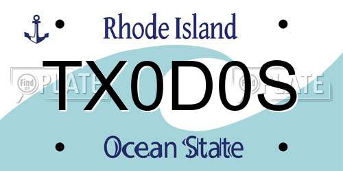 TX0D0S Rhode Island License Plate