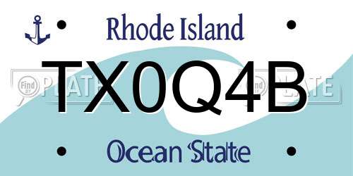 TX0Q4B Rhode Island License Plate