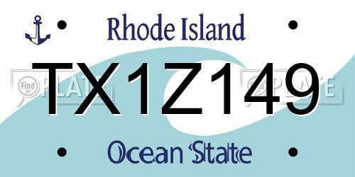 TX1Z149 Rhode Island License Plate