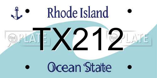 TX212 Rhode Island License Plate