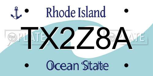 TX2Z8A Rhode Island License Plate