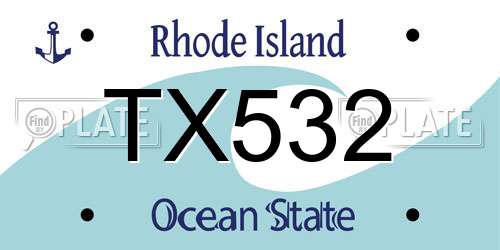 TX532 Rhode Island License Plate