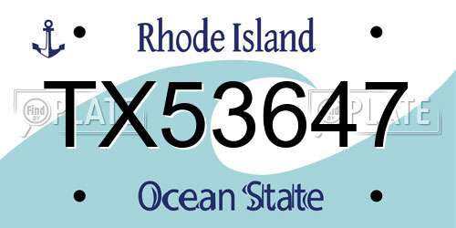 TX53647 Rhode Island License Plate